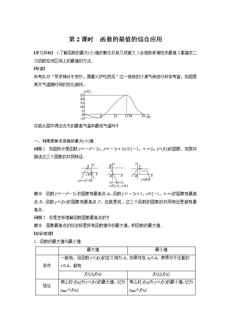 新教材苏教版步步高学习笔记【同步学案】第5章 §5.3 第2课时　函数的最值的综合应用01