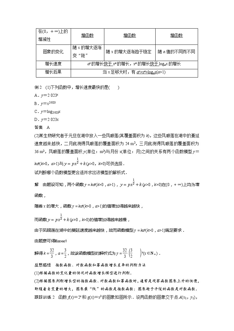 新教材苏教版步步高学习笔记【同步学案】第8章 8.2.1　几个函数模型的比较03