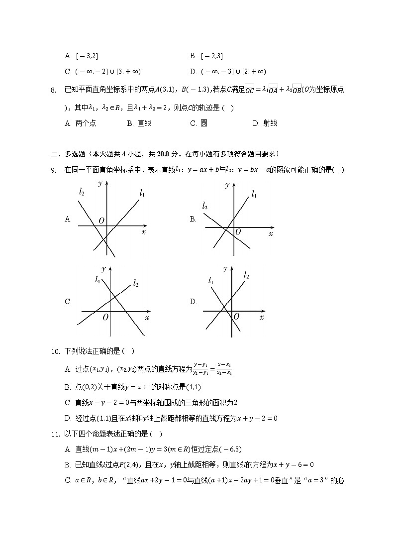 1.2直线的方程   苏教版（2019）高中数学选择性必修第一册（含答案解析） 试卷02