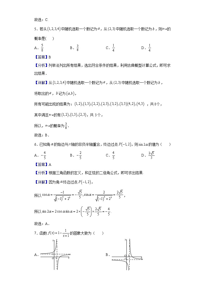 2022届四川省高三普通高中学业水平考试数学试题含解析02