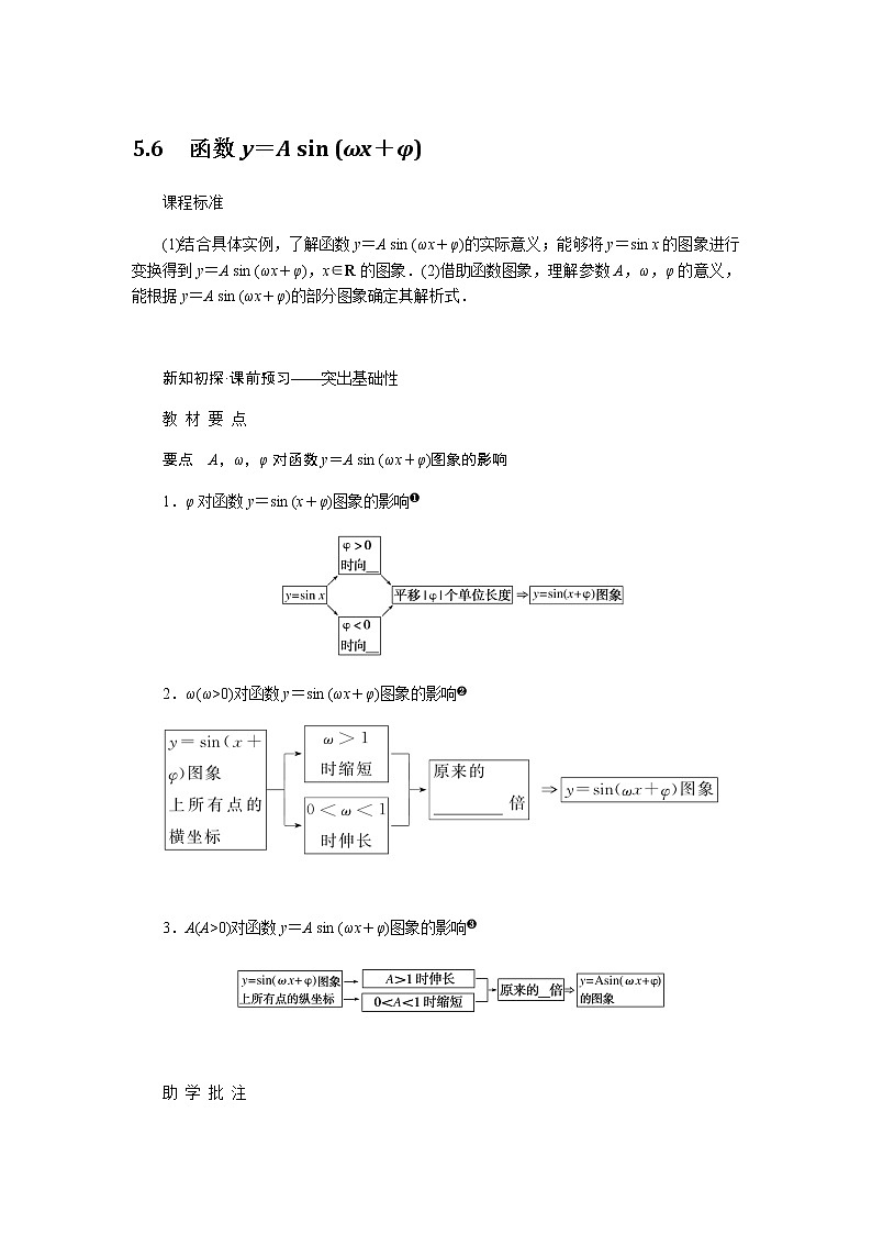 人教A版(2019)高中数学必修第一册5.6函数y＝A sin (ωx＋φ)导学案01