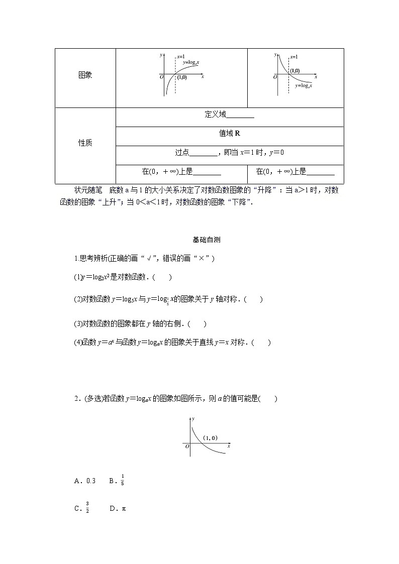 湘教版高中数学必修第一册4.3.3.1对数函数的图象与性质(1)导学案02