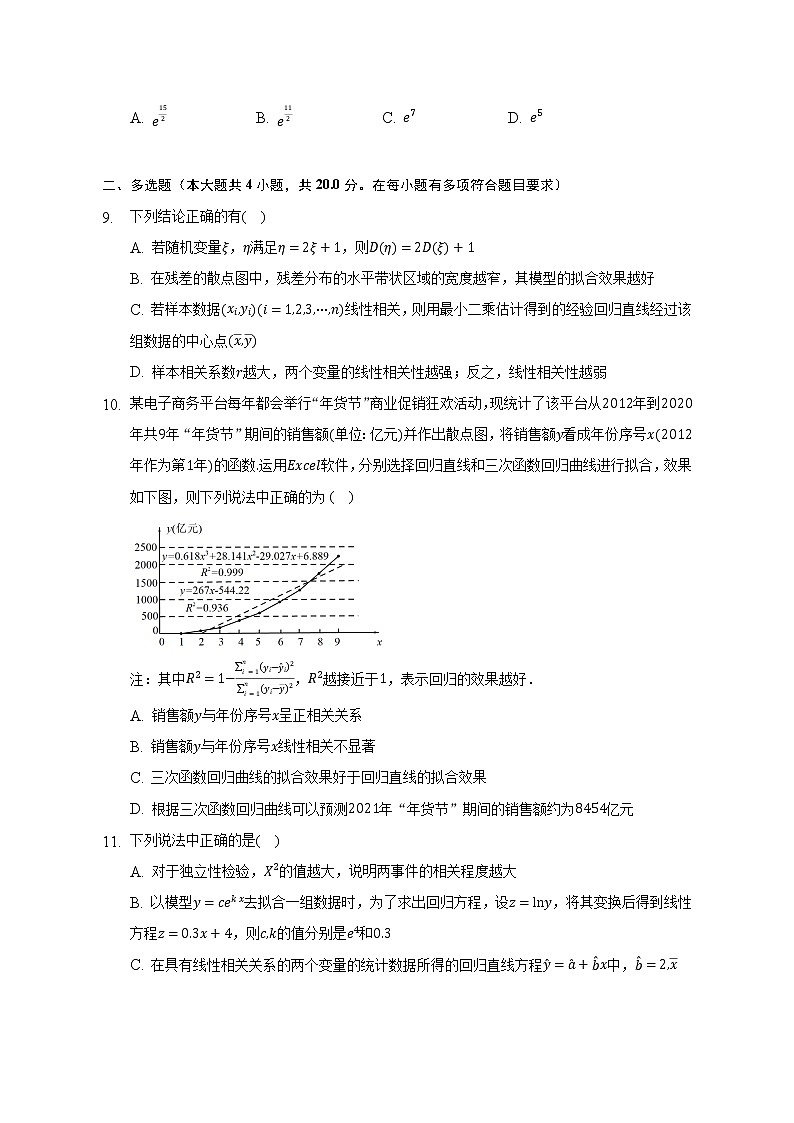 9.1线性回归分析  练习  苏教版（2019）高中数学选择性必修第二册（含答案解析）03