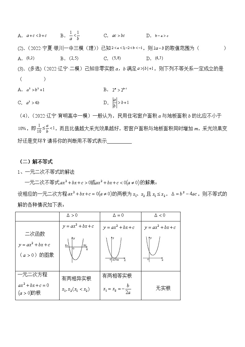 专题03：一元二次函数、方程和不等式-2023届高考数学一轮复习精讲精练（新高考专用）（原卷版）第2页