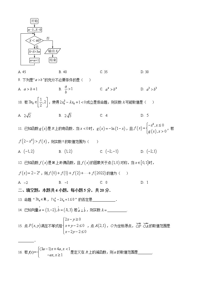 精品解析：新疆新和县实验中学2023届高三上学期第一次月考数学（文）试题（含答案）02