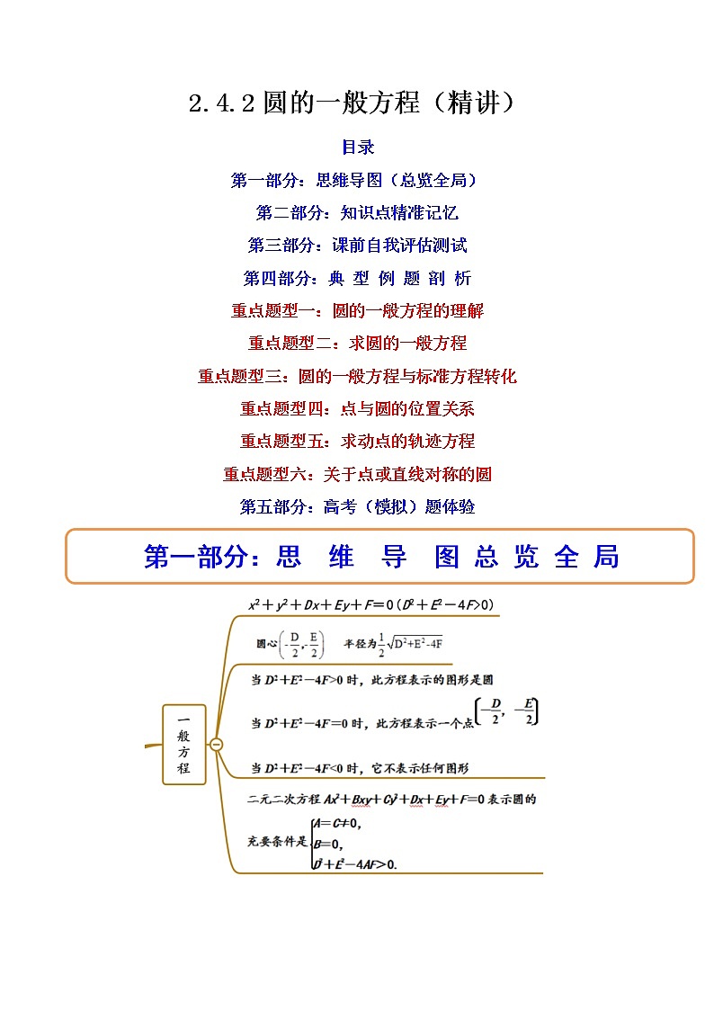 2.4.2圆的一般方程（精讲）-【精讲精练】2022-2023学年高二数学上学期同步精讲精练（人教A版2019选择性必修第一册）01