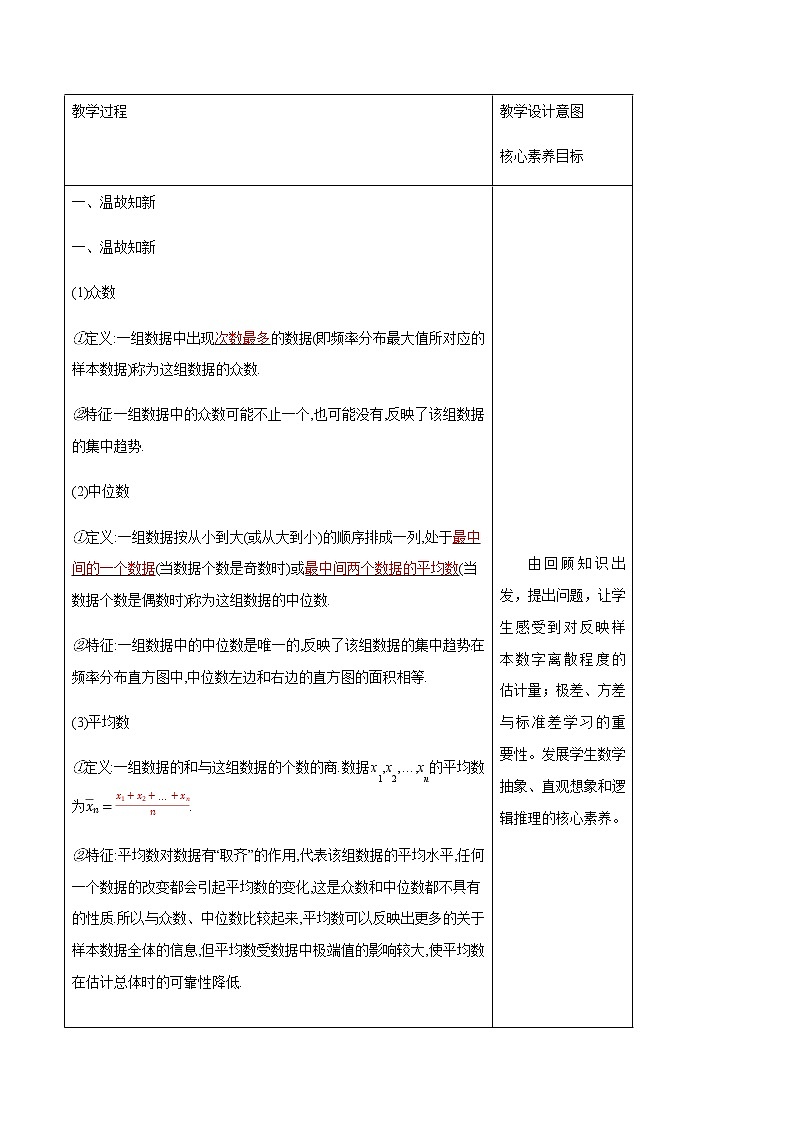 高中数学必修二  9.2.4 总体离散程度的估计 教学设计02