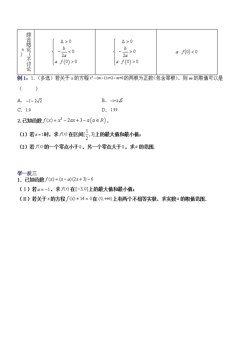 专题06：二次方程根的分布与二次函数在闭区间上的最值归纳-2023届高考数学一轮复习精讲精练（新高考专用）（原卷版）第2页