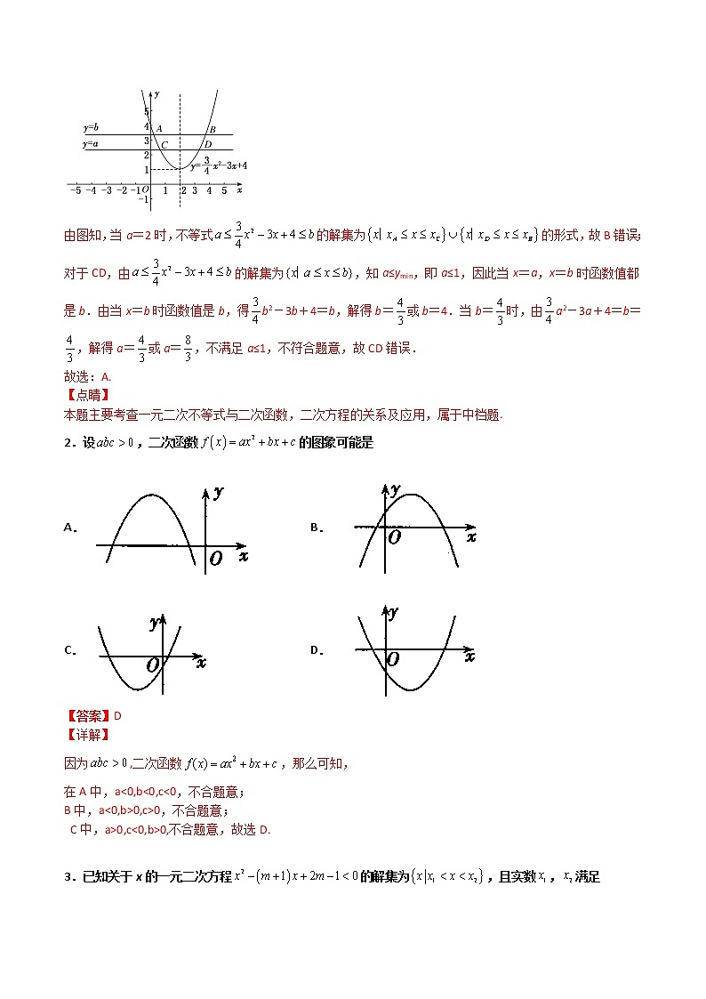 专题04  “三个二次”综合-【备考集训】2022-2023学年高一数学上学期专题训练+期中期末全真模拟卷(人教A版2019必修第一册)(解析版)第2页