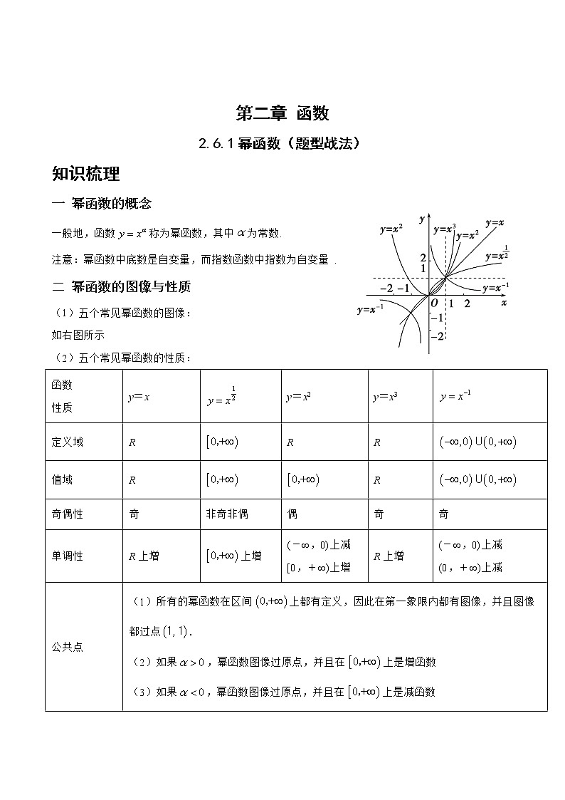 2.6.1幂函数（题型战法）- 备战2023年高三数学一轮复习题型与战法精准训练（新高考专用）（解析版）第1页