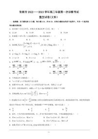 2023届甘肃省张掖市高三上学期第一次诊断考试数学（文）试题 PDF版
