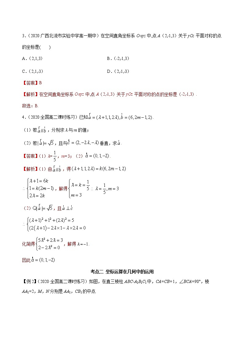 高中数学选择性必修一  1.3 空间向量及其坐标的运算（精讲）（含答案）第3页
