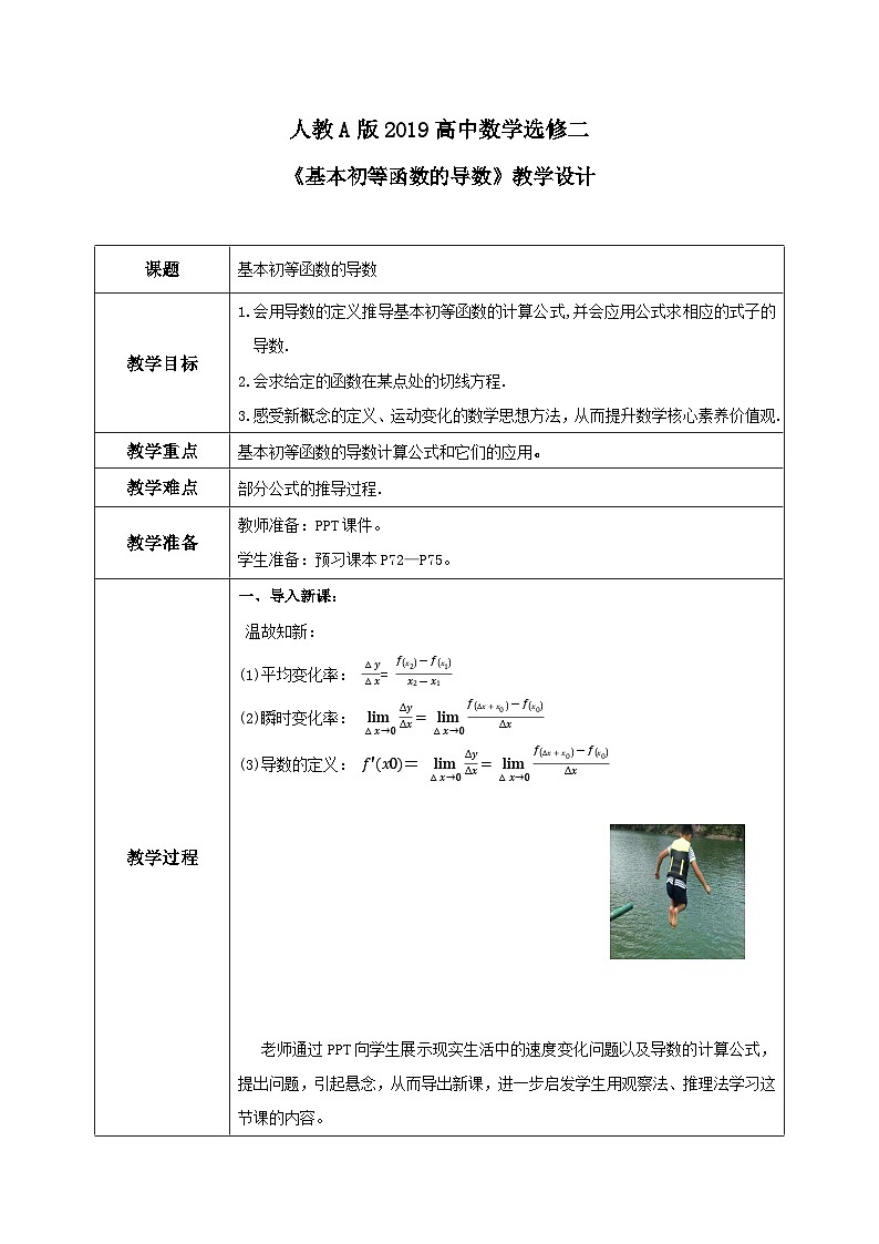 5.2.1《基本初等函数的导数》课件+教案01