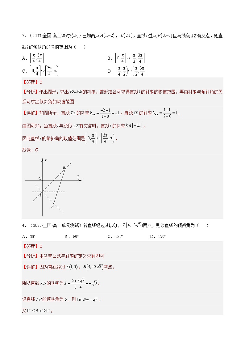 2.1.1直线的倾斜角与斜率（分层作业）- 2022-2023学年高二数学同步备课系列（人教A版2019选修第一册）02