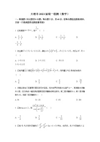 2023届云南省大理市辖区高三毕业生区域性规模化统一检测数学试题含答案