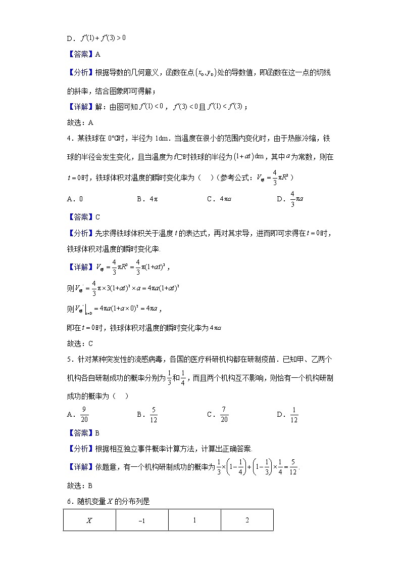 2021-2022学年辽宁省锦州市高二下学期期末考试数学试题含解析02