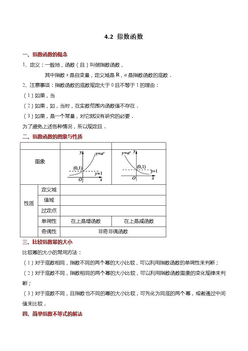 4.2 指数函数-【题型分类归纳】2022-2023学年高一数学上学期同步讲与练(人教A版2019必修第一册)01