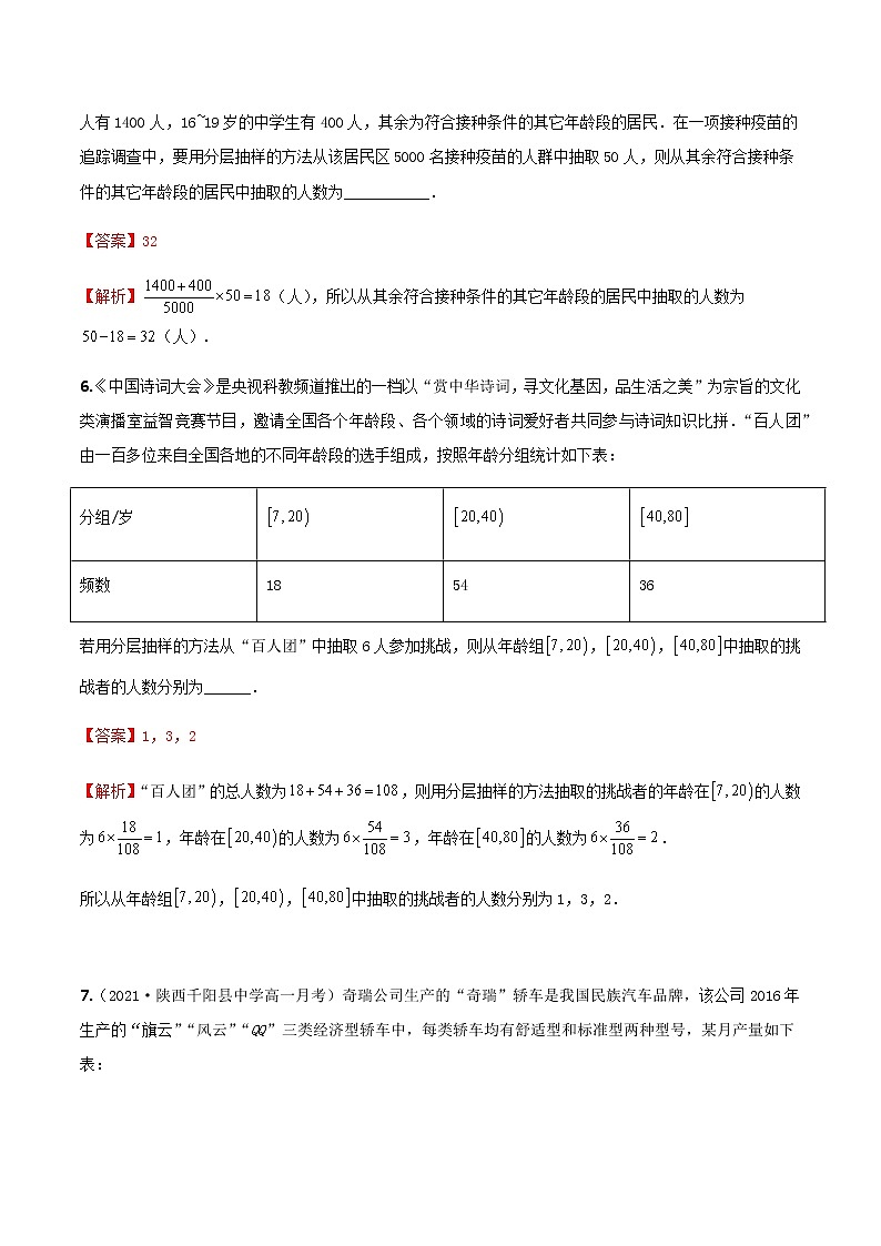 9.1.2分层随机抽样（练案）解析版-2022-2023学年高一数学同步备课 (人教A版2019 必修第二册)第3页