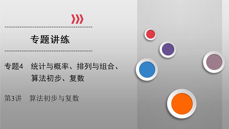 高考数学(理数)二轮复习专题4 第3讲《算法初步与复数》课件 (含详解)01
