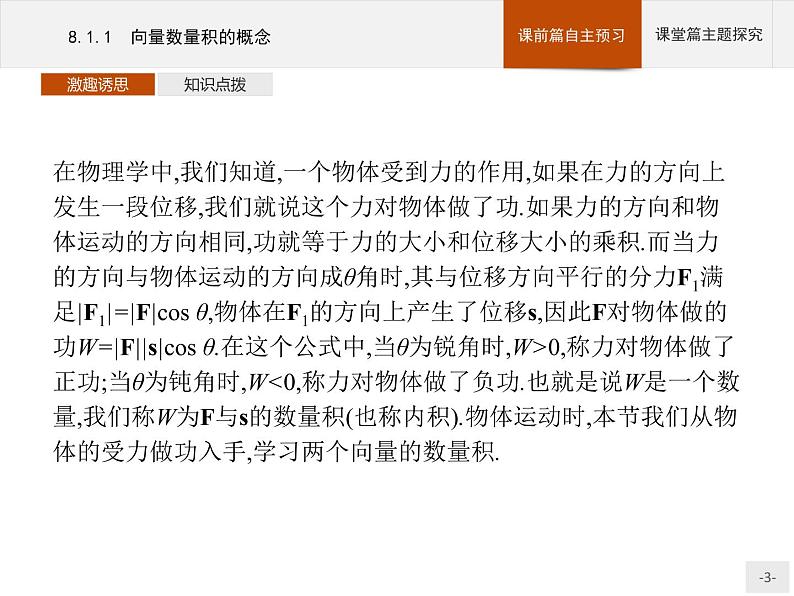 高中数学新人教B版必修第三册 第八章 8.1.1 向量数量积的概念 课件03
