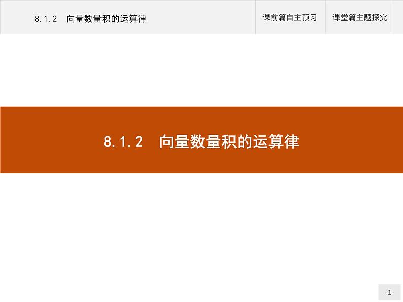 高中数学新人教B版必修第三册 第八章 8.1.2 向量数量积的运算律 课件第1页
