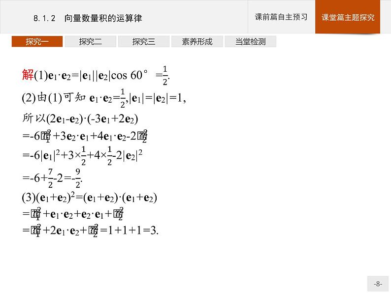 高中数学新人教B版必修第三册 第八章 8.1.2 向量数量积的运算律 课件第8页
