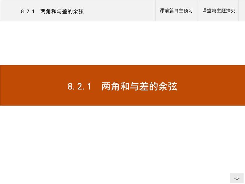 高中数学新人教B版必修第三册 第八章 8.2.1 两角和与差的余弦 课件第1页