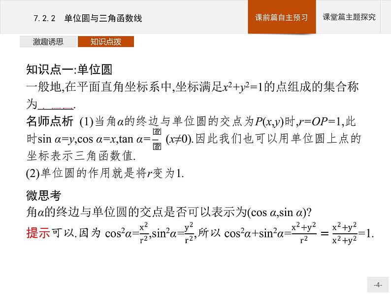 高中数学新人教B版必修第三册 第七章 7.2.2 单位圆与三角函数线 课件04