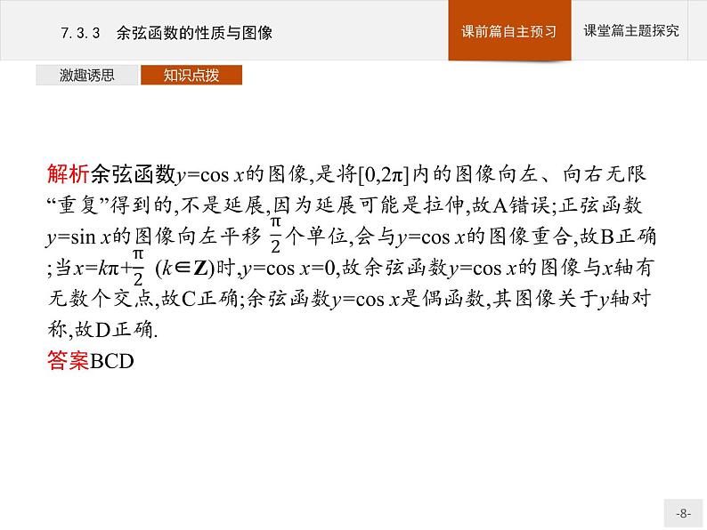 高中数学新人教B版必修第三册 第七章 7.3.3 余弦函数的性质与图像 课件08