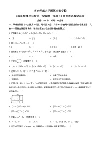 江苏省南京师范大学附属实验学校2020-2021学年高一上学期10月月考数学试题