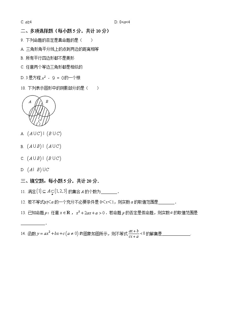 精品解析：江苏省南京市第十三中学2020-2021学年高一上学期9月月考数学试题（原卷版）第2页