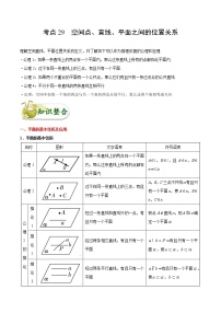 (通用版)高考数学(文数)一轮复习考点梳理与过关练习29《空间点、直线、平面之间的位置关系》(含详解)