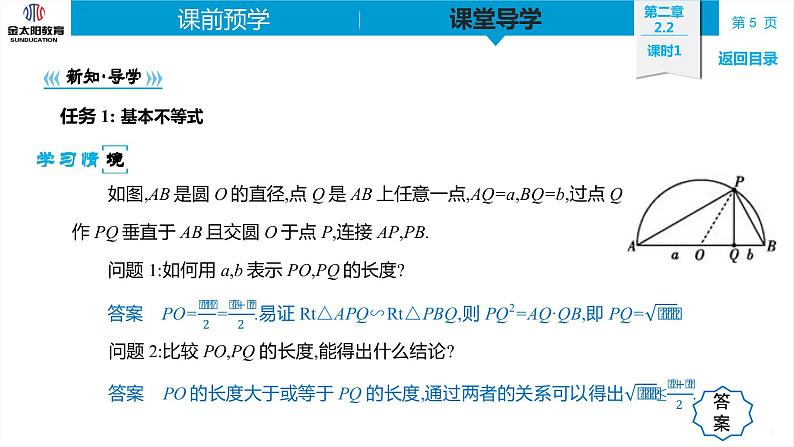 2.2  课时1  基本不等式的概念及其应用(一)  精品同步导学案 PPT第5页