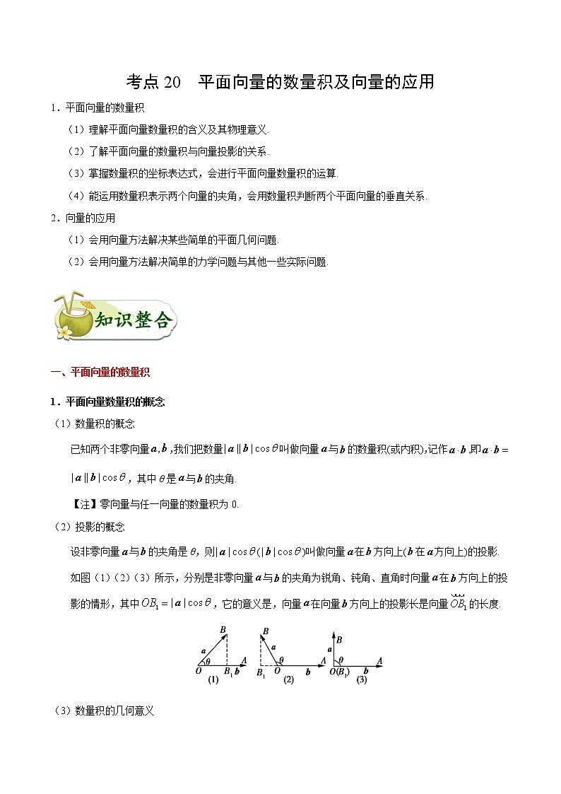 (通用版)高考数学(理数)一轮复习考点梳理与过关练习20《平面向量的数量积及向量的应用》(含详解) 考点一遍过第1页