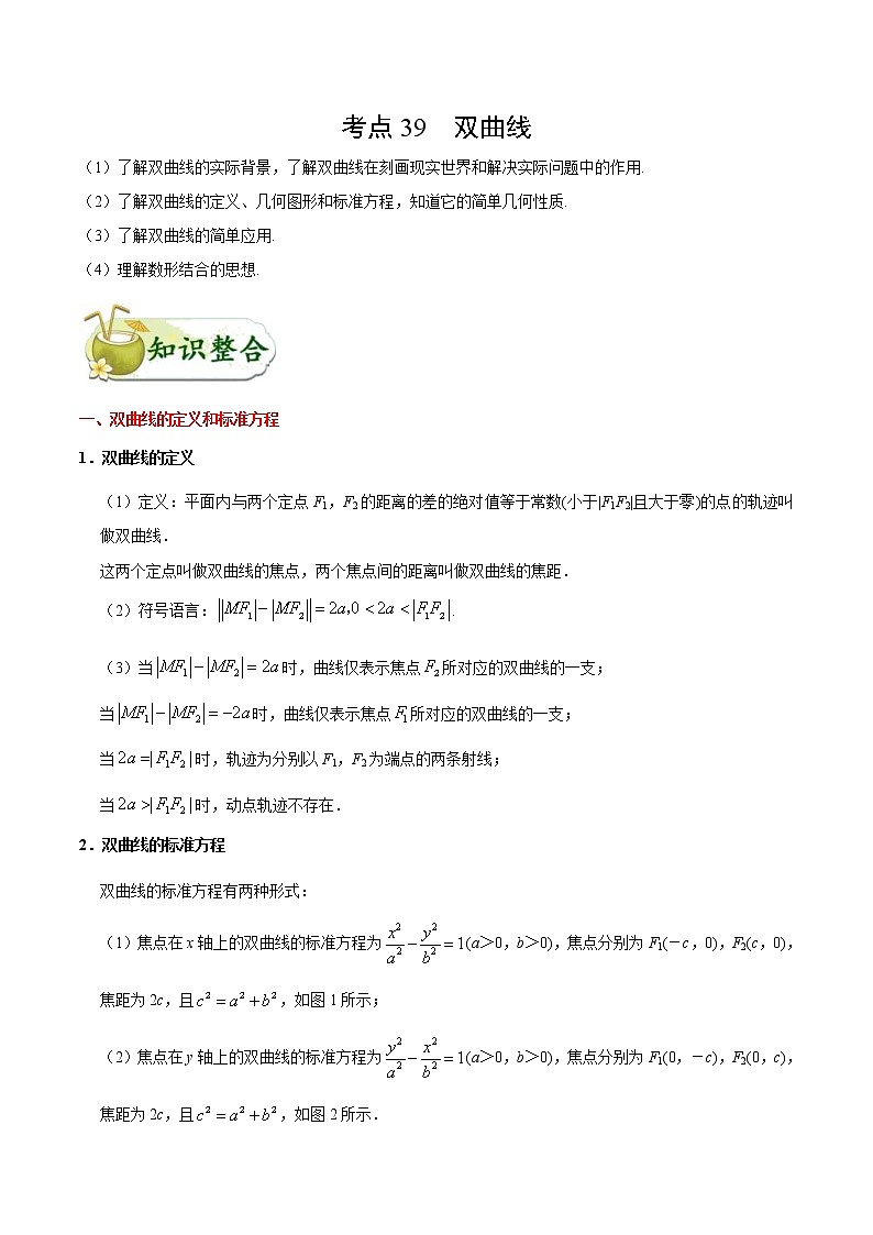 (通用版)高考数学(理数)一轮复习考点梳理与过关练习39《双曲线》(含详解)第1页