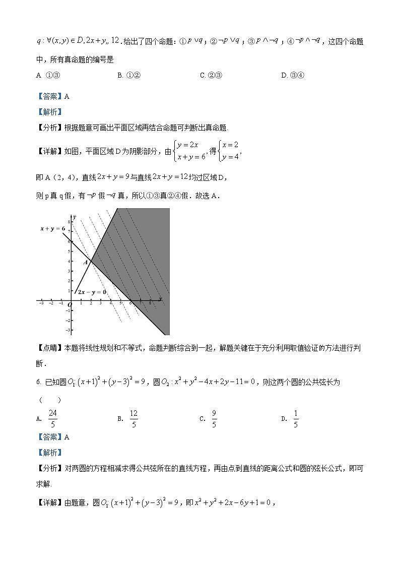 精品解析：四川省南充市阆中中学2021-2022学年高二上学期11月月考数学（理科）试题（解析版）第3页