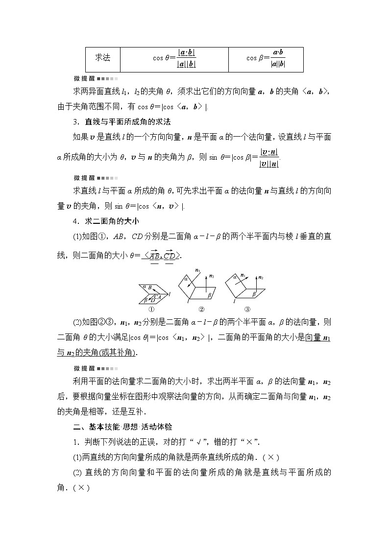 人教B版高考数学一轮总复习第7章第7节立体几何中的向量方法——求空间角与距离学案第2页