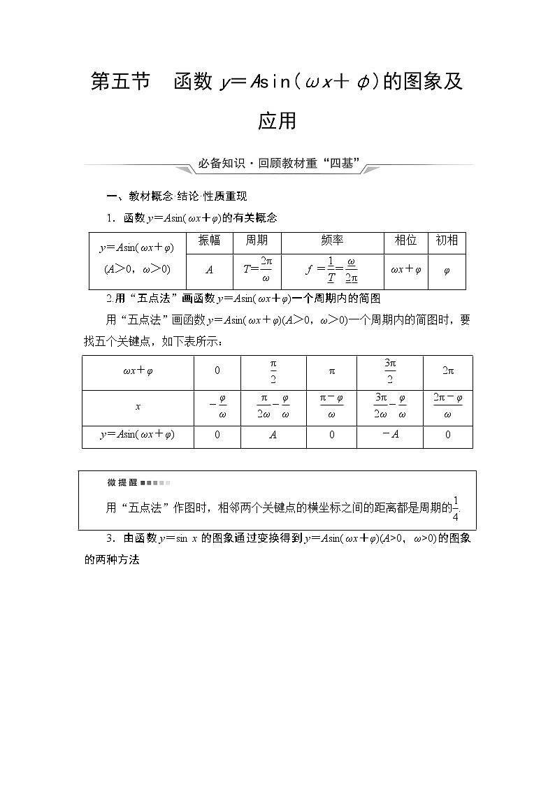 人教A版高考数学一轮总复习第4章第5节函数y＝Asin(ωx＋φ)的图象及应用课时学案第1页
