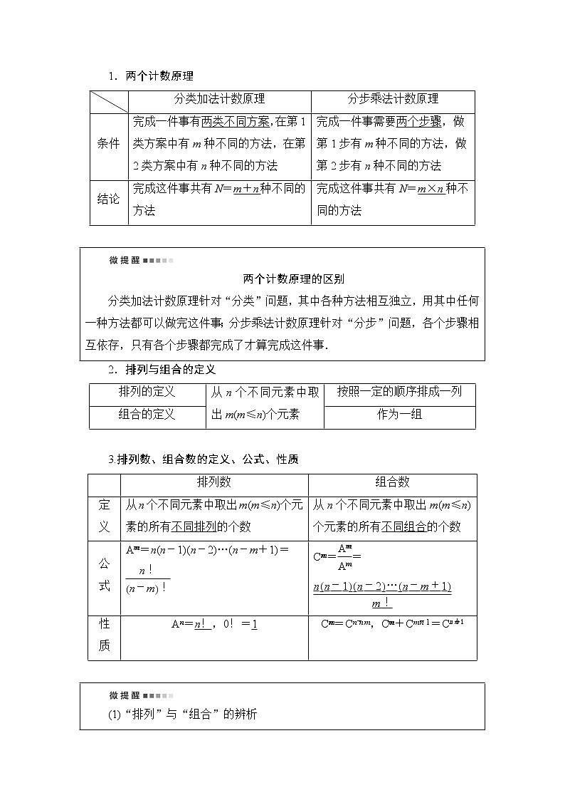 人教A版高考数学一轮总复习第10章第1节分类加法计数原理与分步乘法计数原理、排列与组合课时学案02