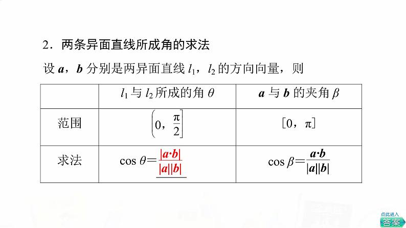 人教A版高考数学一轮总复习第7章第7节立体几何中的向量方法——求空间角与距离教学课件06