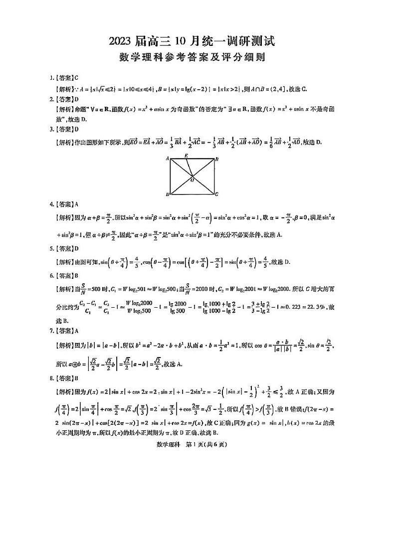 江西省稳派智慧上进2023届高三10月调研理数试题 PDF版含答案01