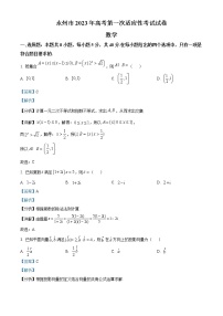 2023年湖南省永州市高三第一次适应性考试数学卷及答案（文字版）
