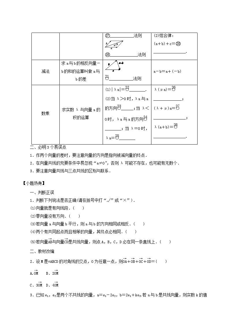 高考数学统考一轮复习第5章5.1平面向量的概念及其线性运算学案第2页