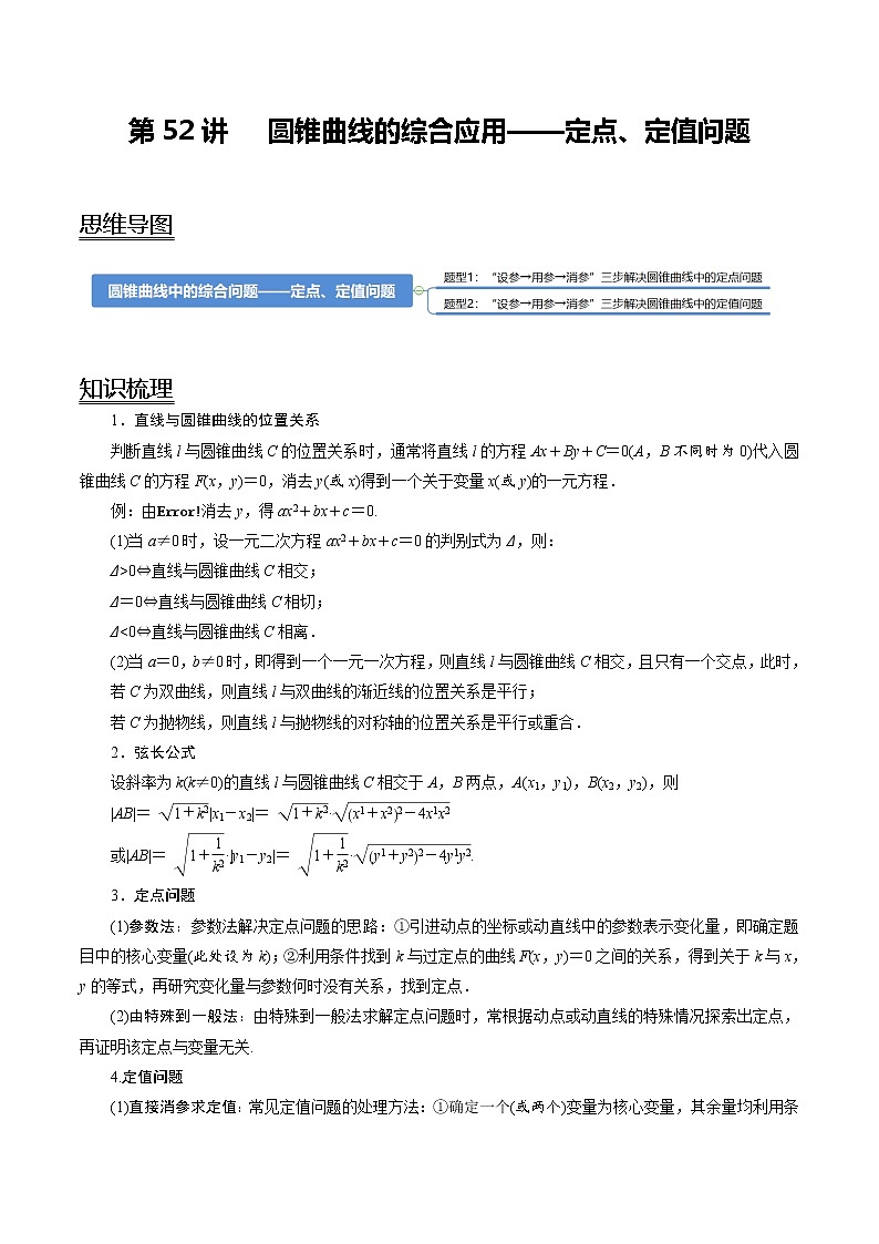 (新高考)高考数学一轮复习考点复习讲义第52讲《圆锥曲线的综合应用-定点、定值问题》（讲）（解析版）01