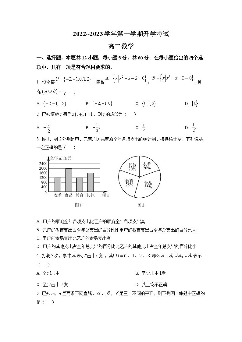 2023晋中榆次一中校高二上学期开学考试数学试题含答案01