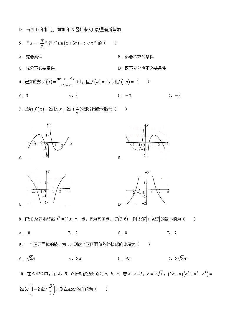 2022届河南省高三下学期5月普通高校招生统一考试猜题压轴卷（AA）理科数学试题含解析第2页