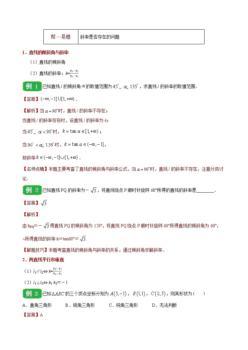 高中数学选择性必修一  专题2.1 直线的倾斜角与斜率高二数学同步课堂帮帮帮第2页
