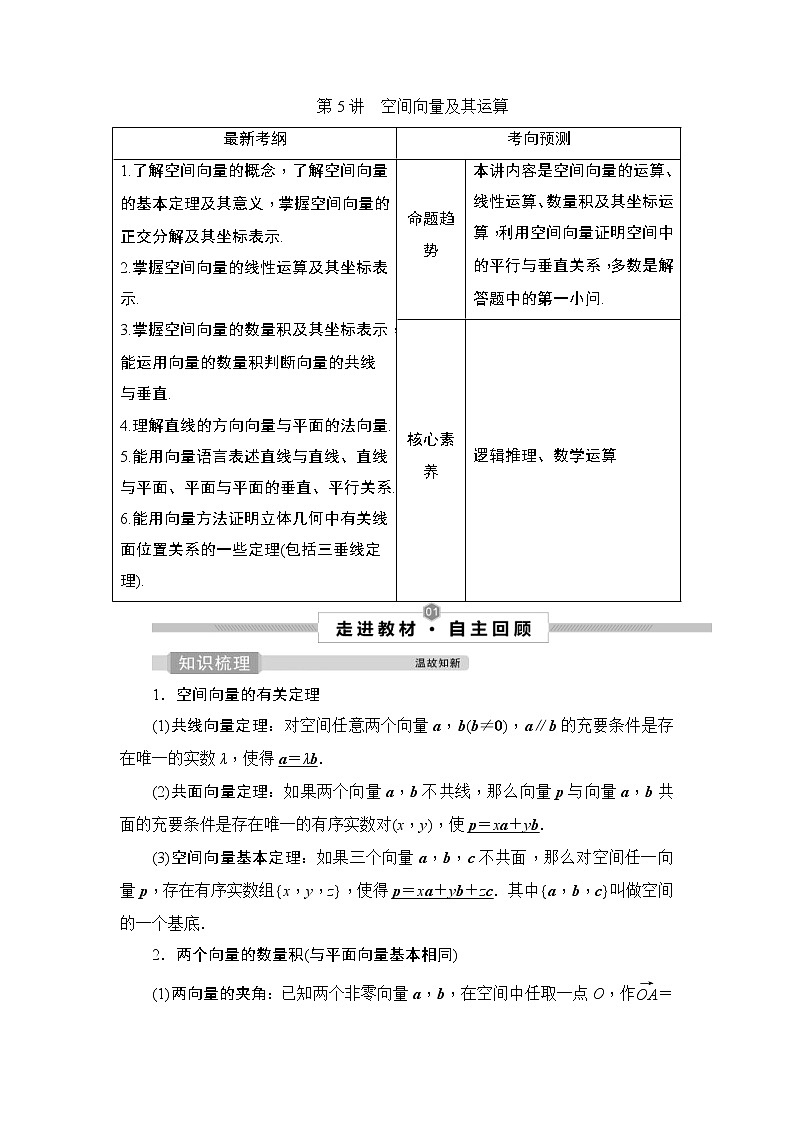 (新高考)高考数学一轮复习课时练习8.5《空间向量及其运算》(含解析)第1页
