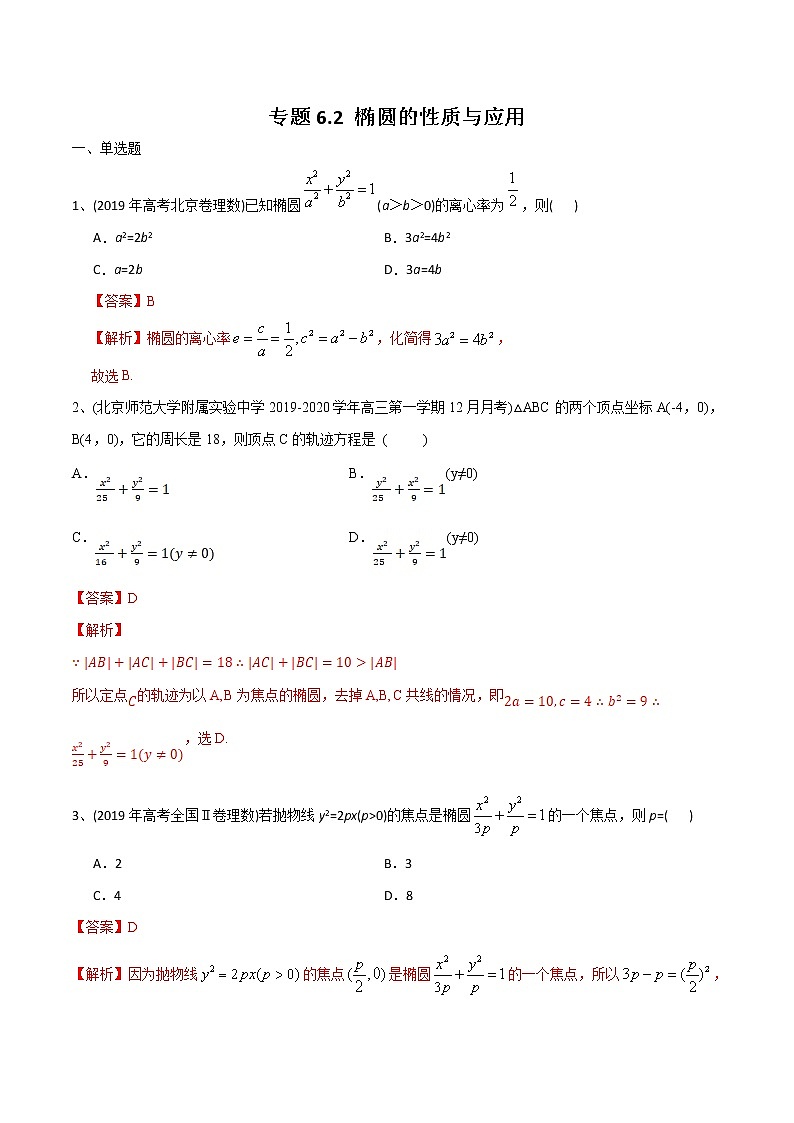 新高考数学一轮复习精选考点专项突破题集专题6.2《椭圆的性质与应用》（含解析）第1页