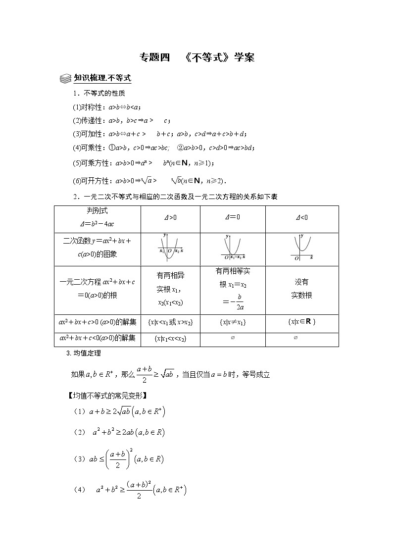 (新高考)高考数学一轮复习题型归纳学案专题04《不等式》（解析版）01